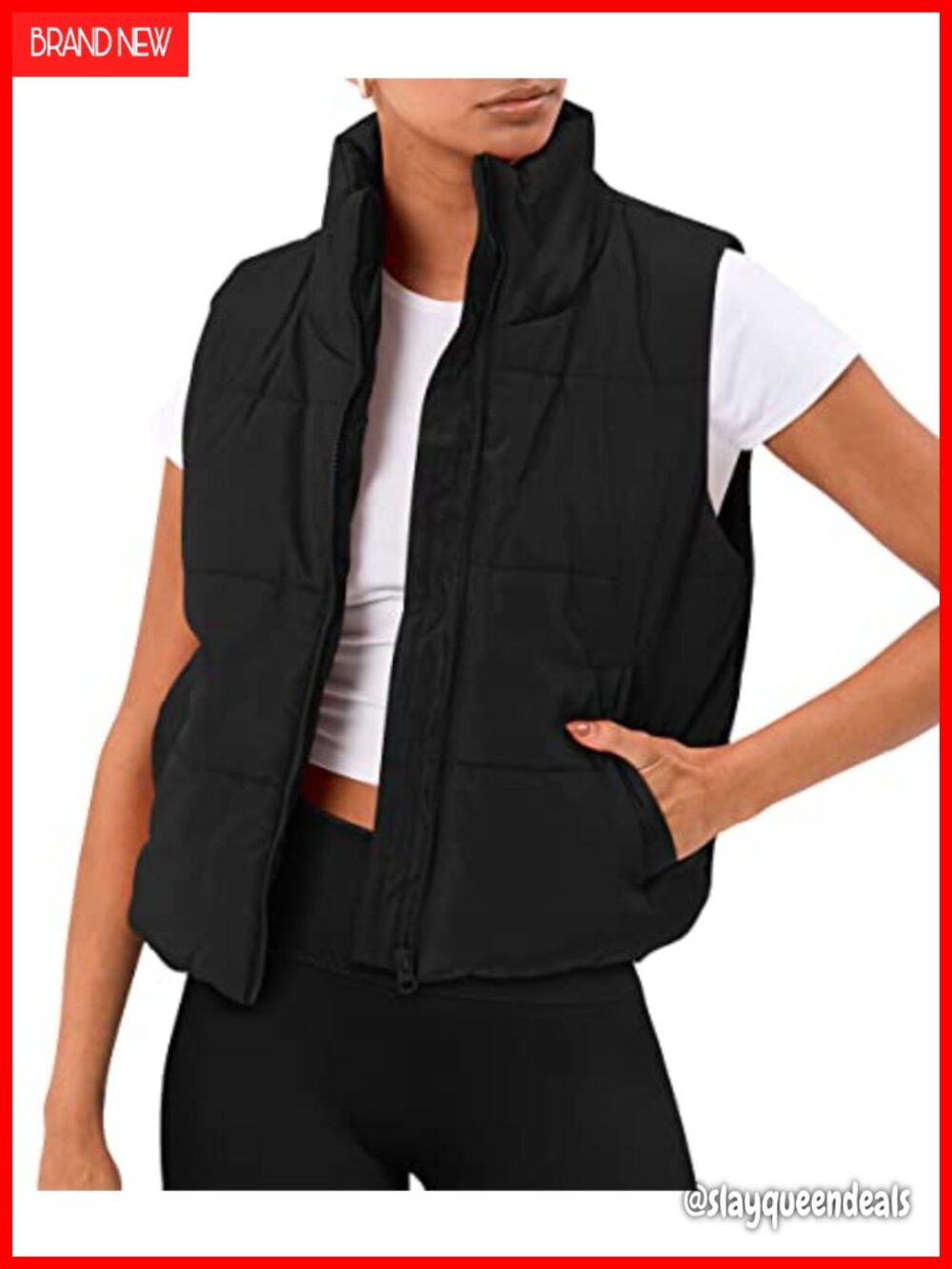 Cropped Puffer Vest Lightweight Quilted Sleeveless Outerwear